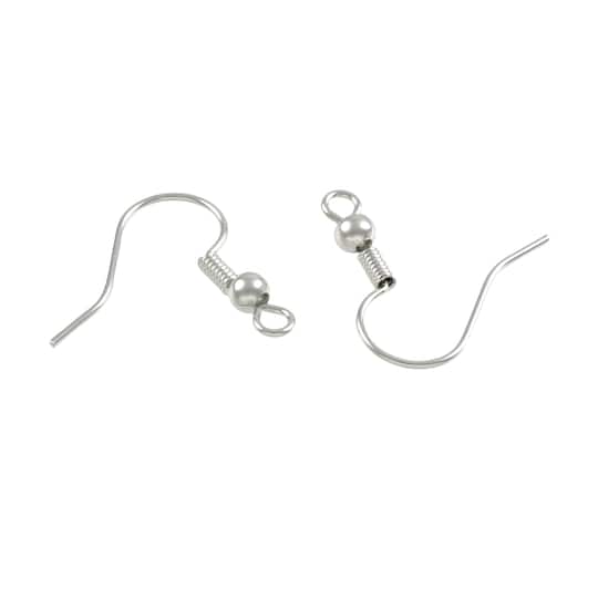 9 Pack: Rhodium Fish Hook Earwires by Bead Landing&#x2122; Premium Metals